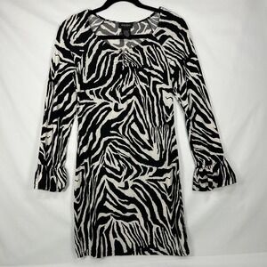 Alyn Paige Vintage Y2K Zebra Print Bell Sleeve Mini Dress – Small (S)